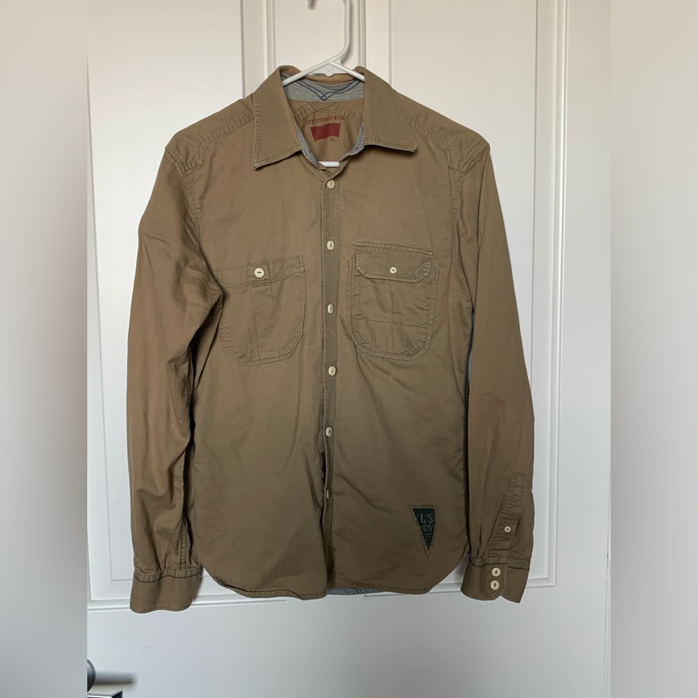 Levi’s Men Tan Long sleeve Cotton Button up Shirt Size small